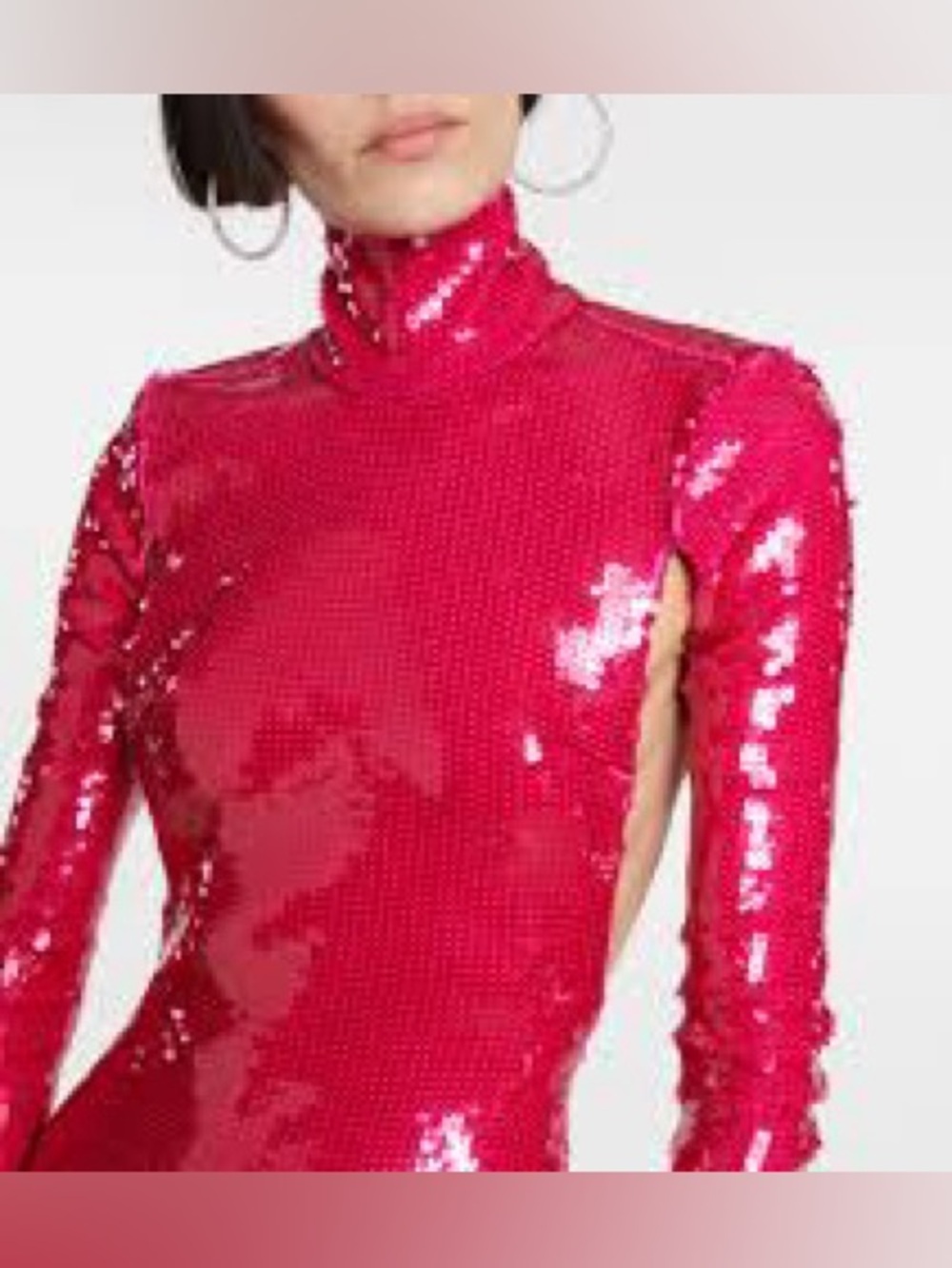 White LAQUAN SMITH Sequined turtleneck open back minidress Sz S